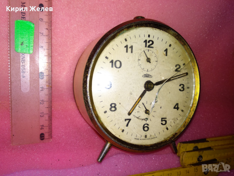 PRIM MADE IN CZECHOSLOVAKIA Стар МЕХАНИЧЕН КОЛЕКЦИОНЕРСКИ ЧЕХОСЛОВАШКИ БУДИЛНИК - ПРИМ 30611, снимка 1