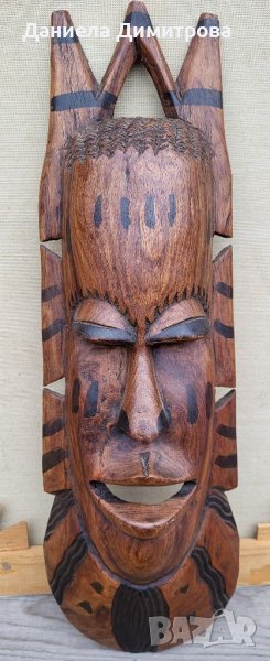 Масивна дървена маска на африканец, снимка 1