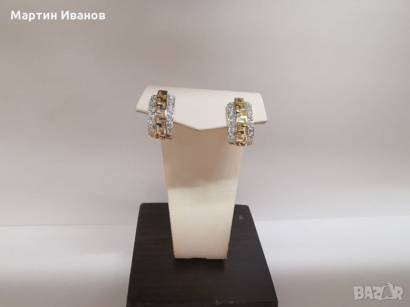 Златни обеци с цирконий 1, снимка 1