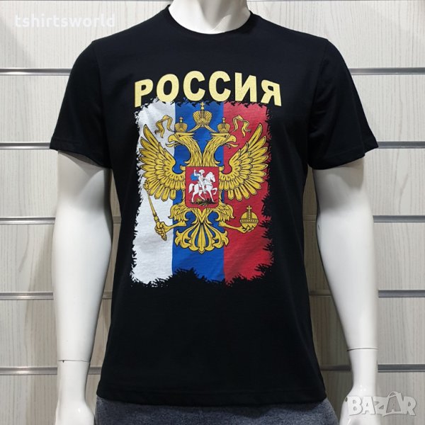 Нова мъжка тениска с дигитален печат Герб на Русия, снимка 1