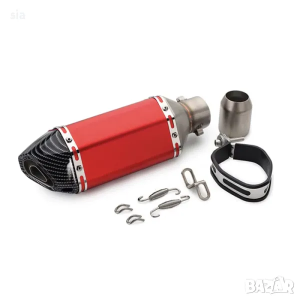 Гърне за мотор, неръждаема стомана, 37см- Червено с карбон, снимка 1