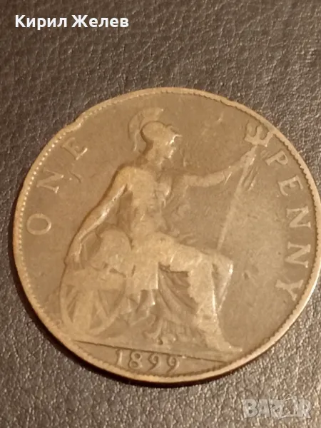 Стара монета 1 пени 1899г. Англия Императрица Виктория 34953 , снимка 1