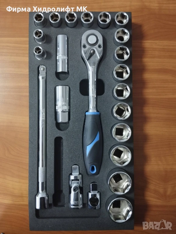 KS TOOLS Комплект тресчотка с накрайници 1/2" - 23 части, снимка 1