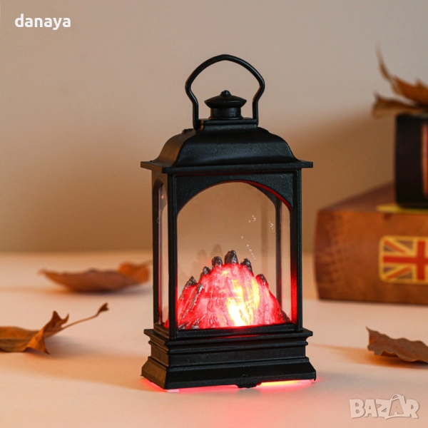 6182 Коледен фенер с LED светлина и имитация на камина декоративна коледна украса и декорация за дом, снимка 1