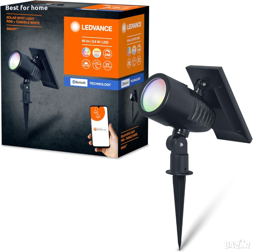 LEDVANCE Smart+ Външен Bluetooth Соларен Прожектор с Шипове, снимка 1