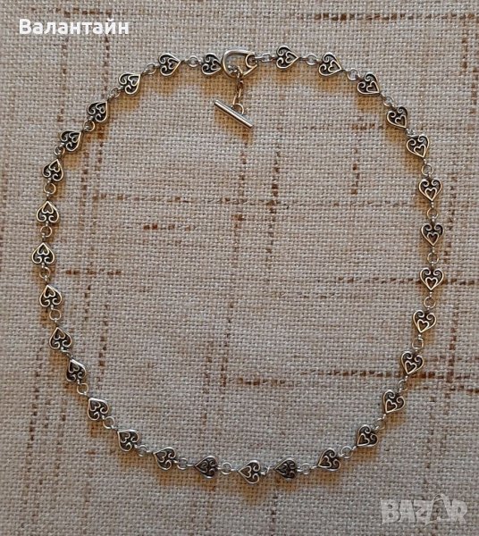Сребърно колие със сърца, уникално, снимка 1