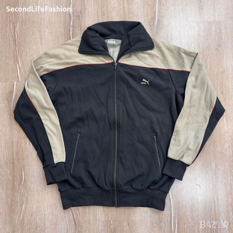 Винтидж спортно яке Puma, мъжко, размер 6 М бежово, тъмносиньо, ретро, снимка 1