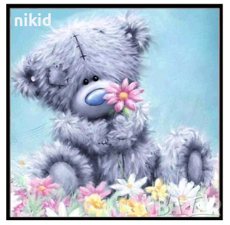 Хубаво мече me2u синя магия 5D диамантен гоблен картина мозайка за направа по схема с камъчета, снимка 1