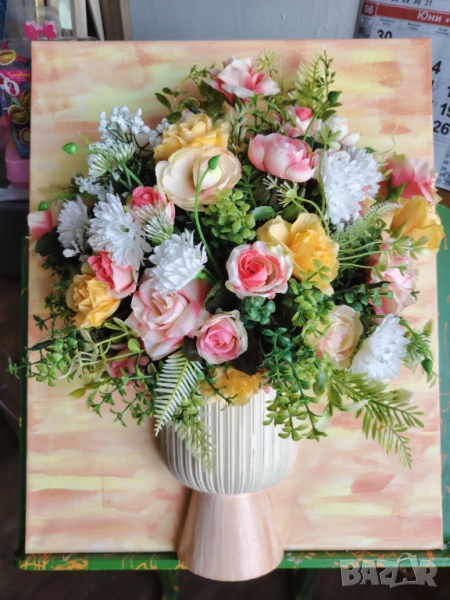 Флорално пано с 3Д цветя, снимка 1