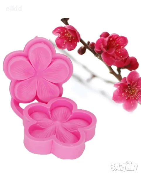 Цвете сливов цвят силиконов молд вейнър украса фондан торта декор, снимка 1