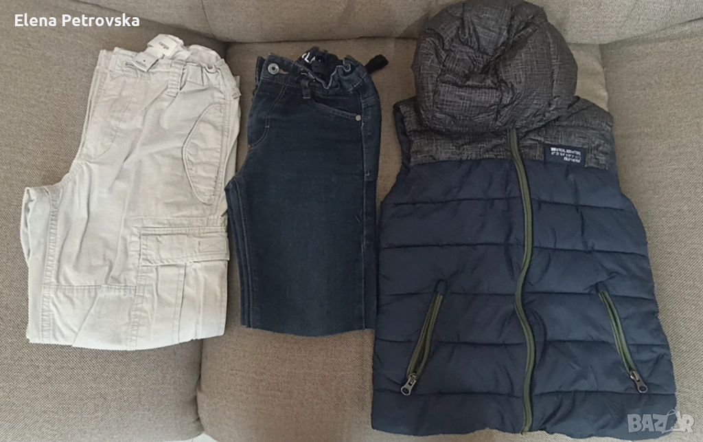 Лот елек 134 размер, дънки 128 и карго панталон 128-134, снимка 1