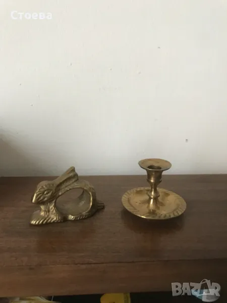 салфетник и свещник от месинг, снимка 1