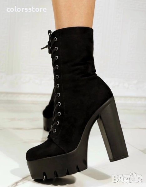 Боти на платформа - черeн лак с черно ходило - VP1, снимка 1