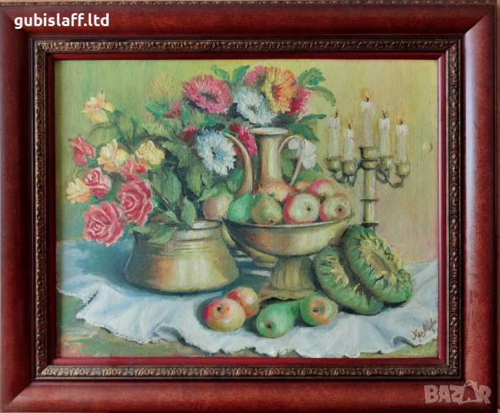 Стара картина, натюрморт, Хр. М., 1970-те год., снимка 1