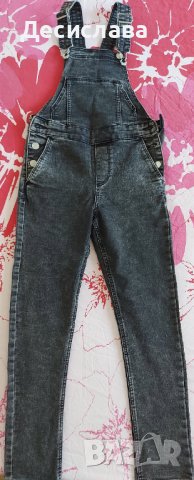 Дънков гащеризон, за момиче, размер 8-9 години, 134 см