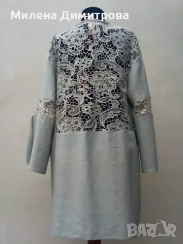 Ленено кимоно с дантела ръчна изработка , снимка 3 - Сака - 48846138
