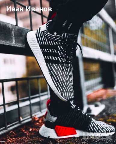 маратонки  Adidas NMD R2 Prime Knit Black White номер 43-44, снимка 4 - Маратонки - 35778771