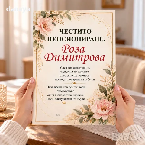 7131 Подарък за пенсиониране за жена Честито пенсиониране, формат А4
