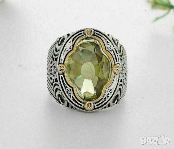 Мъжки пръстен с перидот/оливин/, снимка 1 - Пръстени - 35769738