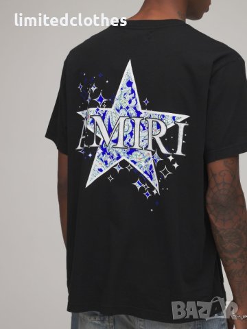 AMIRI Black Paisley Star Logo Print Мъжка Тениска size S , M и L