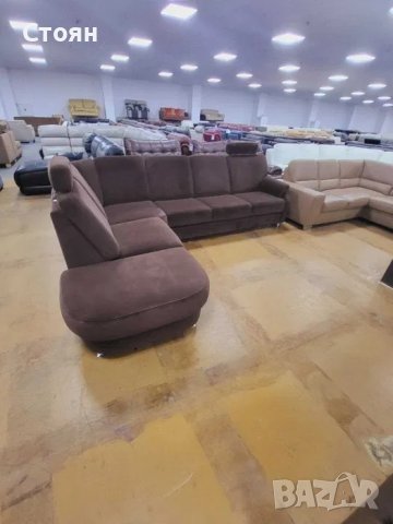 Кафяв ъглов диван от плат с функция сън "ZE-EM06001", снимка 4 - Дивани и мека мебел - 39970642