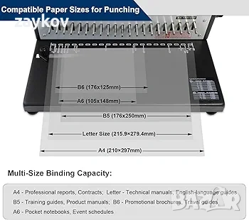 Машина за подвързване RAYSON с гребен, 21 отвора, подвързване на 200 листа, снимка 6 - Други инструменти - 53524368