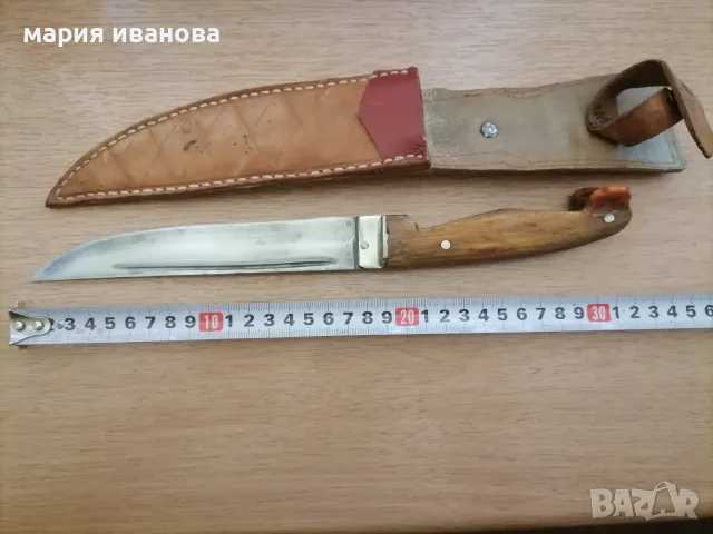 Стар кован нож с кожена кания , снимка 2 - Ножове - 55600650
