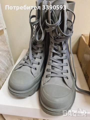 Ботинки сиви - гума и плат