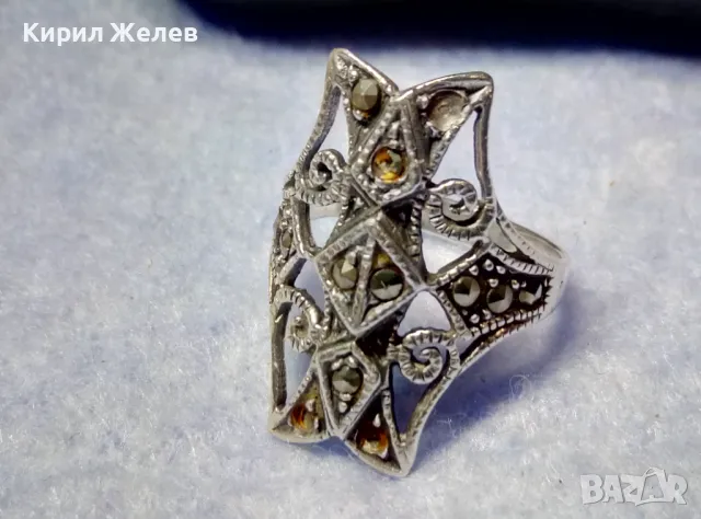 РАЗКОШЕН СТАР АЖУРЕН МАРКАЗИТЕН СРЕБЪРЕН ПРЪСТЕН СРЕБРО ВИСОКА ПРОБА ФИНА РЪЧНА ИЗРАБОТКА 49105