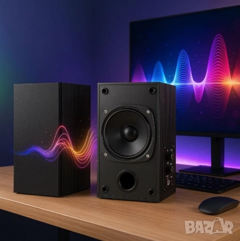 Комплект активни стерео колони Elimavi BT-04 30W с 4" говорители и тон контрол (настолни/рафтови), снимка 7 - Друга електроника - 51962028