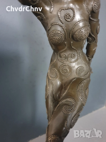 39см-5кг Chiparus статуетка/френска бронзова скулптура/Арт Деко фигура кабаретна танцьорка-балерина, снимка 9 - Статуетки - 52466326