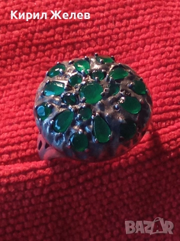 Винтидж Етно стил сребърен пръстен с Смарагди майсторска ръчна изработка 51823, снимка 17 - Пръстени - 52983219