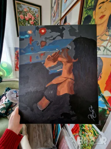 Красива Рисувана Картина Меланхолия , снимка 1