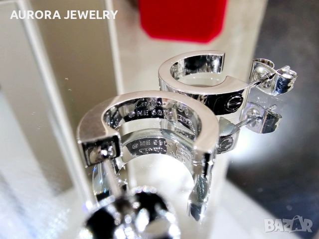 CARTIER Love Silver Hoop Дамски Обеци, снимка 10 - Обеци - 53238914