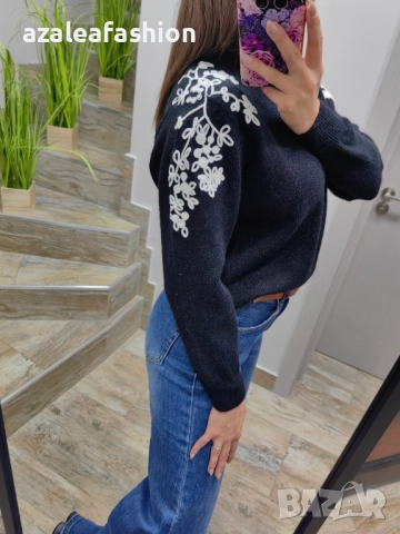 Стилен дамски пуловер, снимка 2 - Блузи с дълъг ръкав и пуловери - 52686299