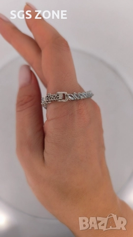 сребърна гривна с естествени топази, шлифовка маркиз, снимка 5 - Гривни - 52520205