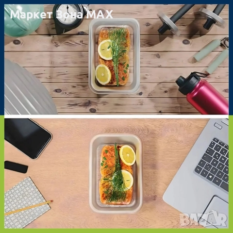 Комплект от 12 кутии за храна за обяд – пластмасови контейнери с капаци, снимка 6 - Други стоки за дома - 52861242