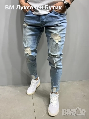 👖 Мъжки Сини Луксозни Дънки – Стил за Истински Мъж, снимка 2 - Дънки - 51625600