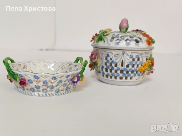 Комплект от 2 броя кутийки от дрезденски порцелан 