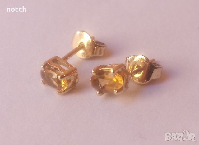 Златни обеци с цитрини, снимка 5 - Обеци - 41694317