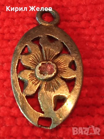 СТАРИННО СКЪПОЦЕННО ФЛОРАЛНО ОРНАМЕНТИРАНО СРЕБЪРНО БИЖУ ПЕНДАНТ СРЕБРО сПРЕКРАСЕН РОЗОВ КВАРЦ 13897