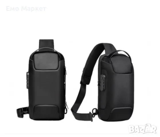Мъжка чанта за през рамо Crossbody с USB зареждане, водоустойчива и с противокраден джоб, снимка 4 - Чанти - 50279199