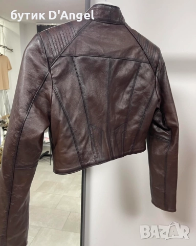 Яке естествена кожа в тъмно кафяв цвят, снимка 5 - Якета - 51858300