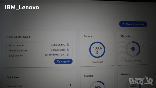 Lenovo ThinkPad T14s 4 Gen / i5 1335U / SSD 256GB / 16GB, снимка 9 - Лаптопи за работа - 53580870