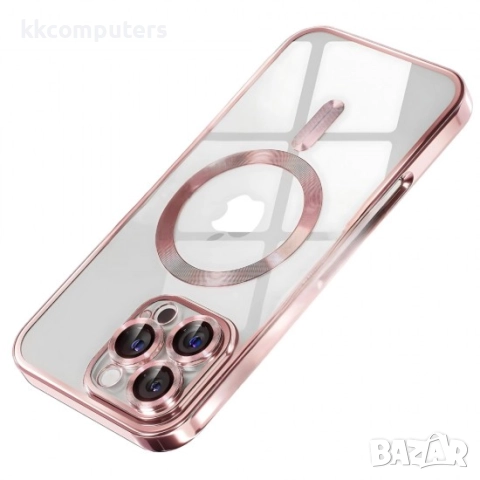 Силиконов кейс bSmart Chrome Magsafe с протектори за камерите и Протектор За iPhone 16 Pro (6.3), Ро, снимка 2 - Калъфи, кейсове - 51932240