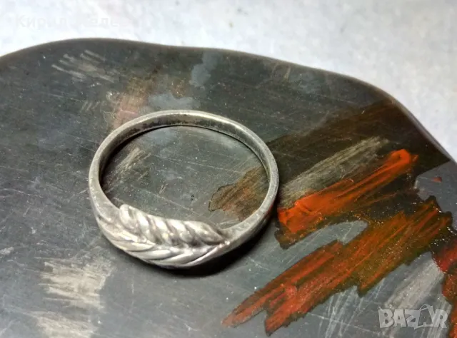 ЖИТНИ КЛАСОВЕ СТАР СРЕБЪРЕН ПРЪСТЕН СРЕБРО ВИСОКА ПРОБА АРТ ИЗРАБОТКА с ЩЕМПЕЛ на МАЙСТОРА 47512, снимка 6 - Антикварни и старинни предмети - 49601280