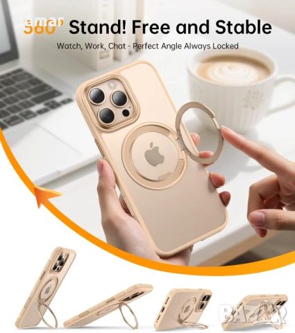 YINLAI калъф за iPhone 16 Pro Max, магнитна стойка с въртене на 360°,бутон за управление на камерата, снимка 3 - Калъфи, кейсове - 50757775