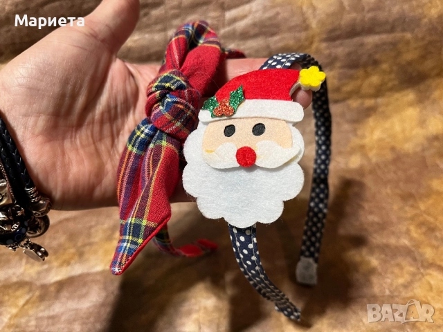 Коледни диадеми ръчна изработка диадема червено каре диадема дядо Коледа , снимка 3 - Аксесоари за коса - 52797529