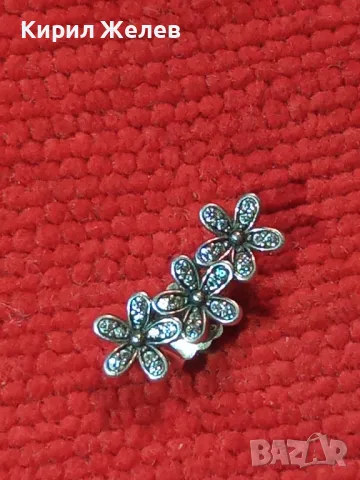 ПРЕЛЕСТНА НЕЖНА ФЛОРАЛНА СРЕБЪРНА ОБЕЦА ЦВЕТЯ СРЕБРО 925 с МИНИАТЮРНИ ФАСЕТИРАНИ ЦИРКОНИ 48667, снимка 10 - Обеци - 48901244