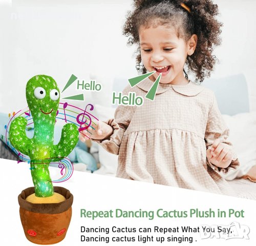 Интерактивна забавна играчка пеещ и танцуващ кактус, снимка 4 - Музикални играчки - 35820567